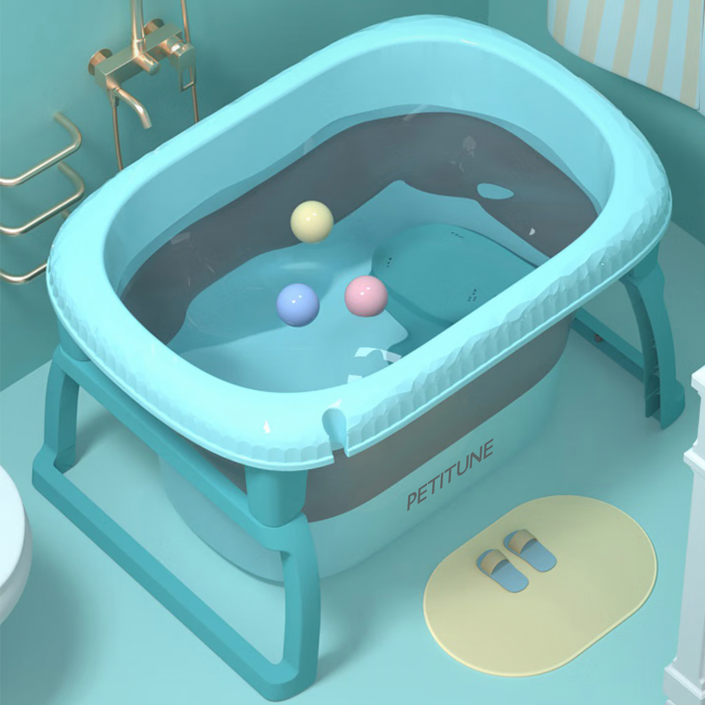 PETITUNE Diaper Disposal Pails, Foldable Bath Tubs for Babies, Inflatable Bath Tubs for Babies