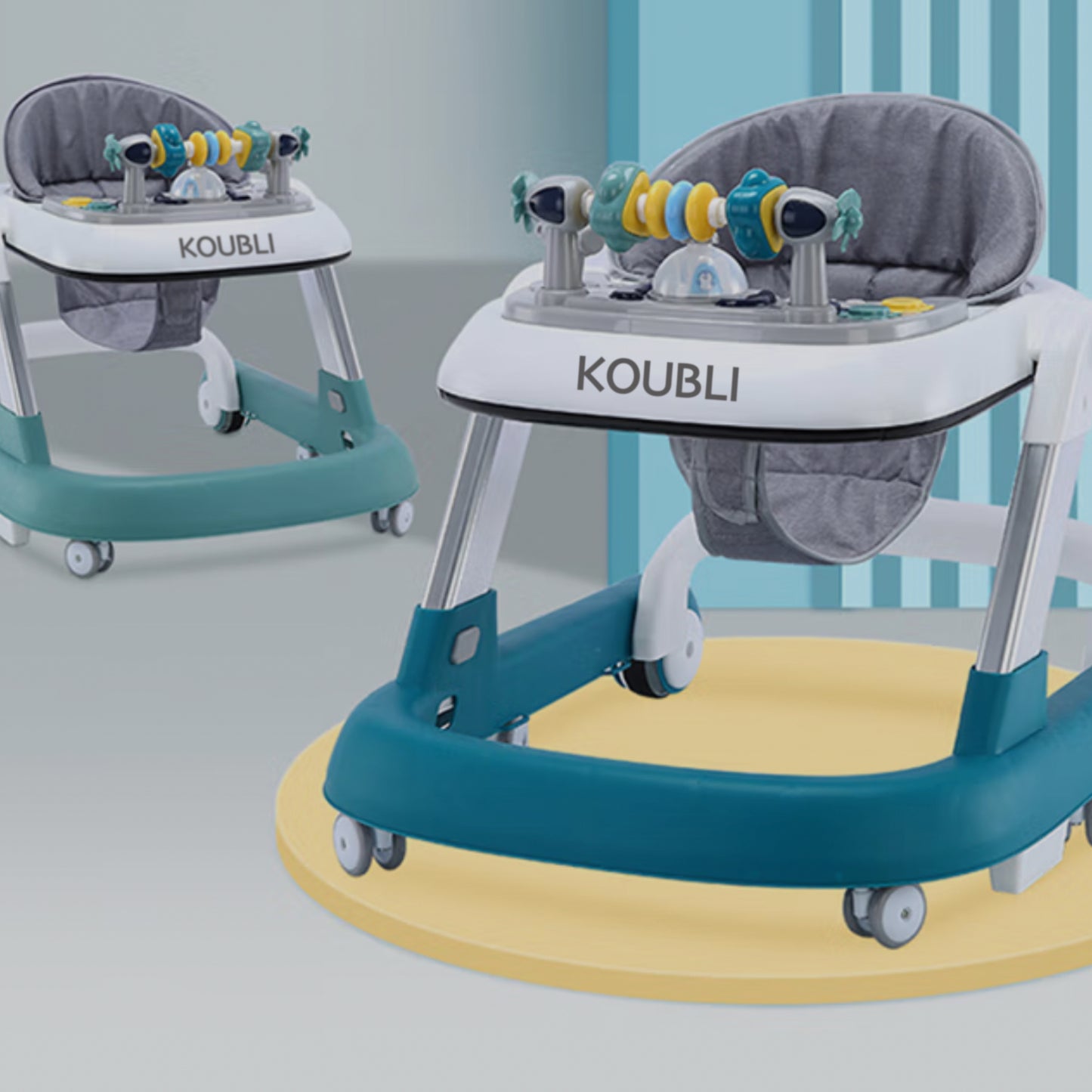 KOUBLI Interactive Toy Tray for Toddlers Infants, Blue/Gray