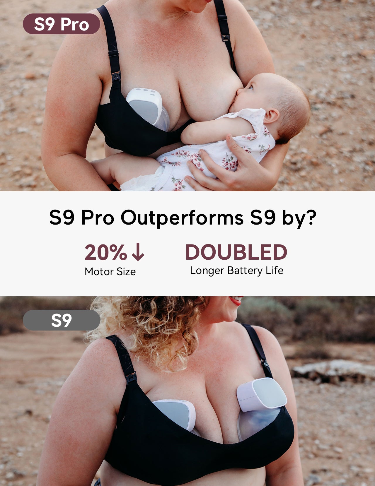 Wearable Breast Pump S9 Pro Longest Battery Life, 2Pcs Gray